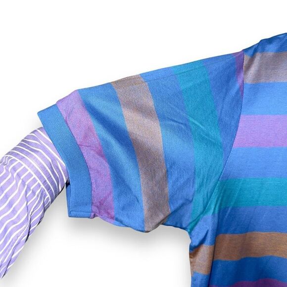 Jeff Rose Multicolored Stripe Italian Cotton Polo Shirt Sz M - Picture 4 of 9